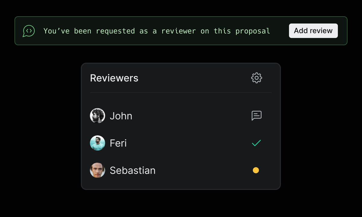 Review request + notification screen